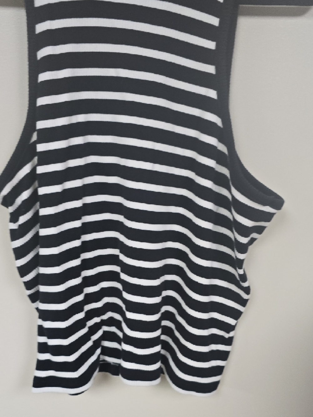 J. Crew Black & White Striped Ribbed Racerback Tank - Picture 4 of 4